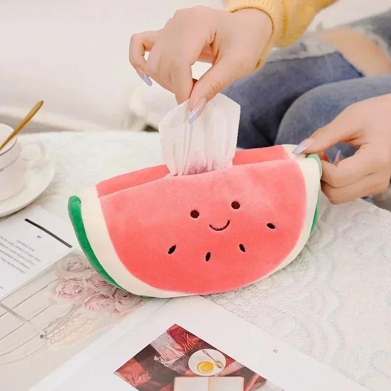 1 Pcs Plush Cute Cartoon Fruit Pineapple Avocado Tissue Box Paper Tissue Holder Napkin Case Pouch Gifts