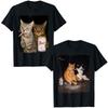 Drinking Beer Smoking Kitten Cat Tshirt Y2k Womens Fashion Streetwear Clothes Short Sleeve Blouses Men Personalized Clothing