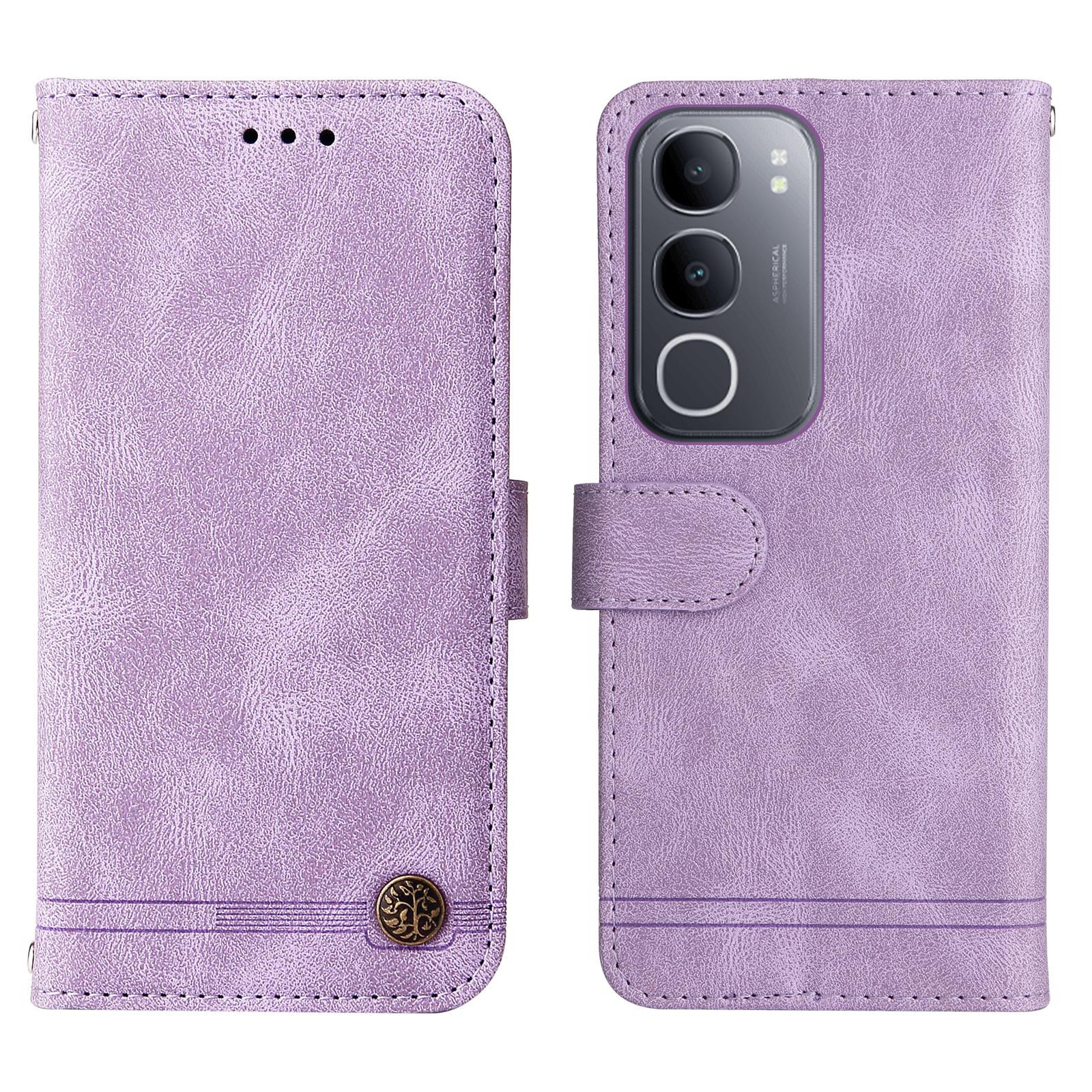For vivo Y50 Leather Wallet Cases Skin Touch Phone Cover Stand with Strap A