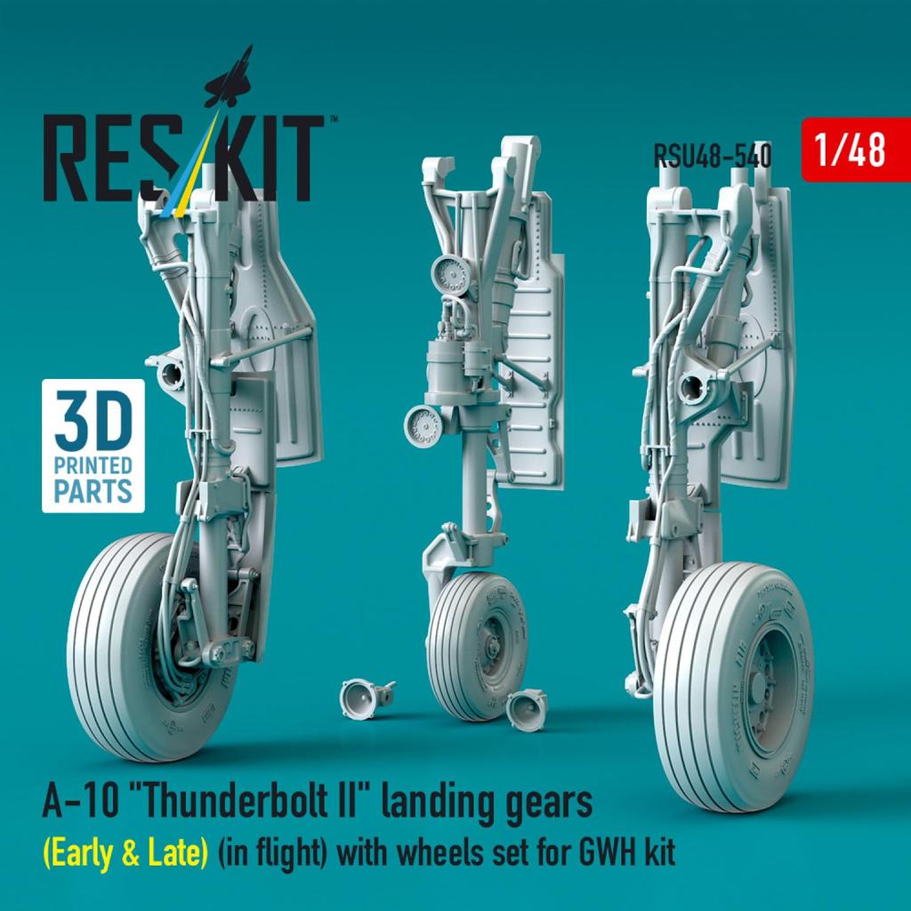 Reskit Thunderbolt II Landing Gear Great Plastic Model Kit Parts 1/48 A-10 (Early/Late Model, Unloaded) (For Wall) RSKU48-0540 (Airplane)