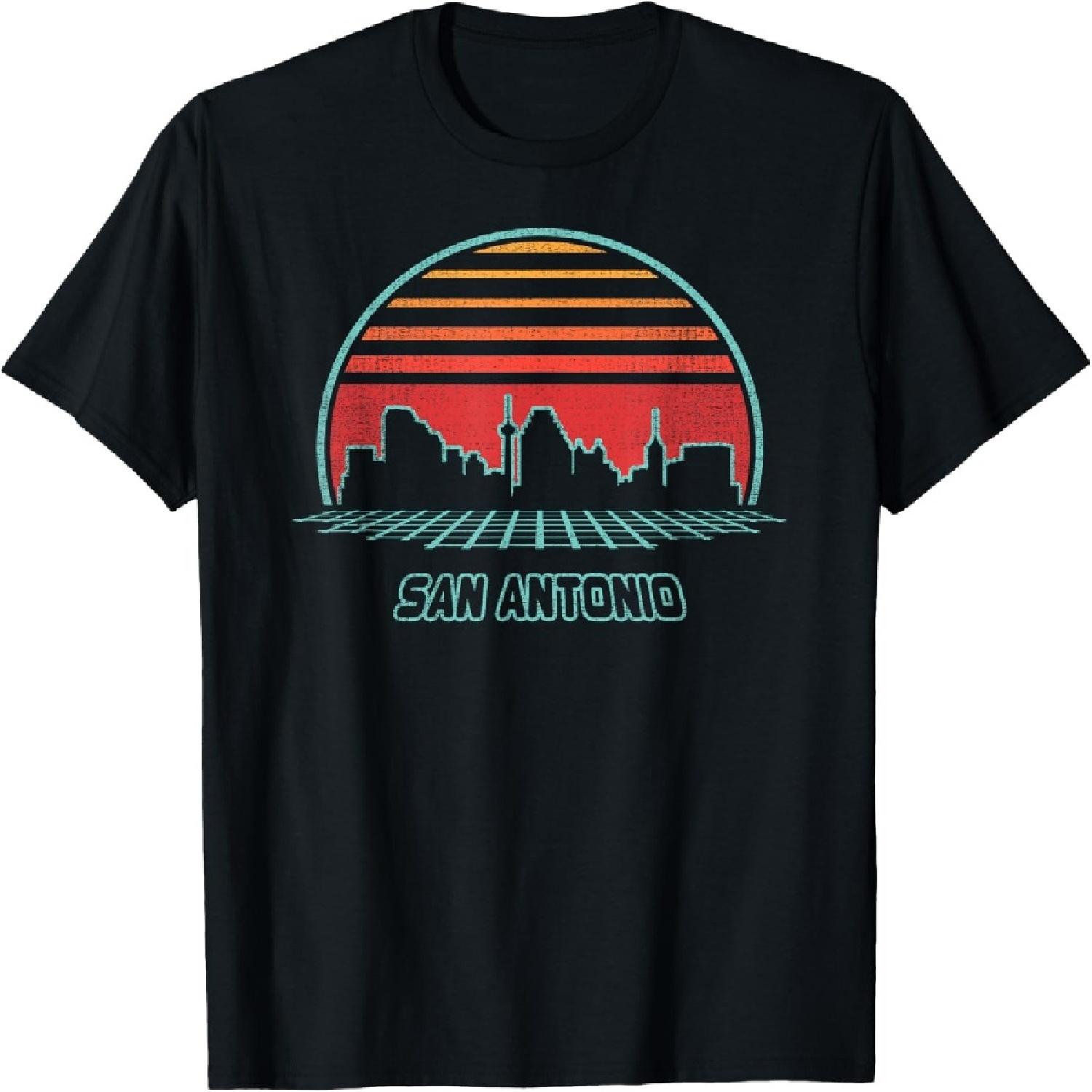 San Antonio City Skyline Retro 80s Style Souvenir Gift T-Shirt XXXXXL разноцветный