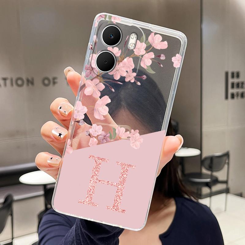 Letter Case For OPPO A5X 4G 5G Funda Capa Fashion Flower Back Cover Transparent Soft Silicone TPU Clear Printing Phone Casing
