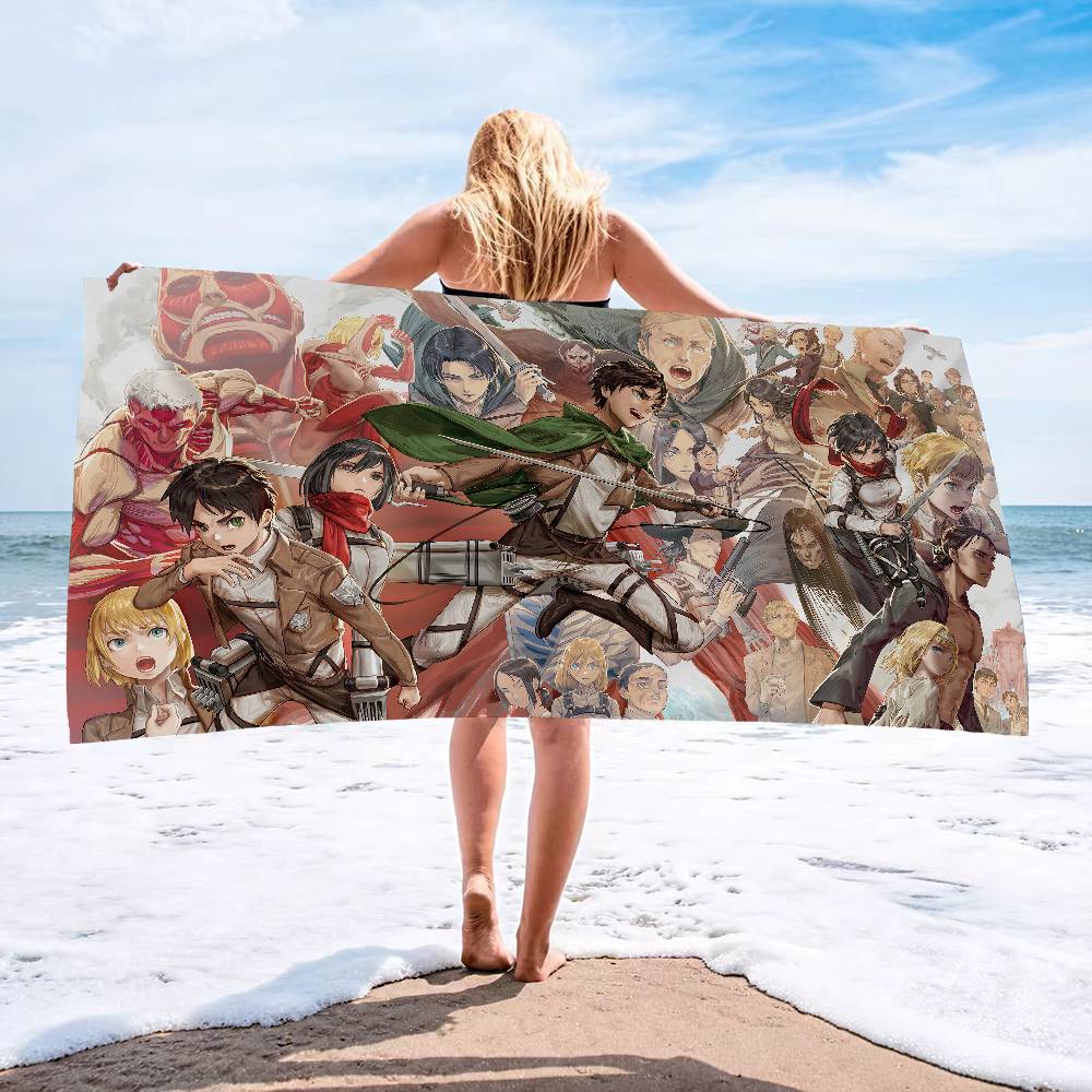 Anime A-Attack On Titan Small Microfiber Blanket Quick Drying Beach Towels Oversized Printing Super Absorbent Pool Towel Blanket