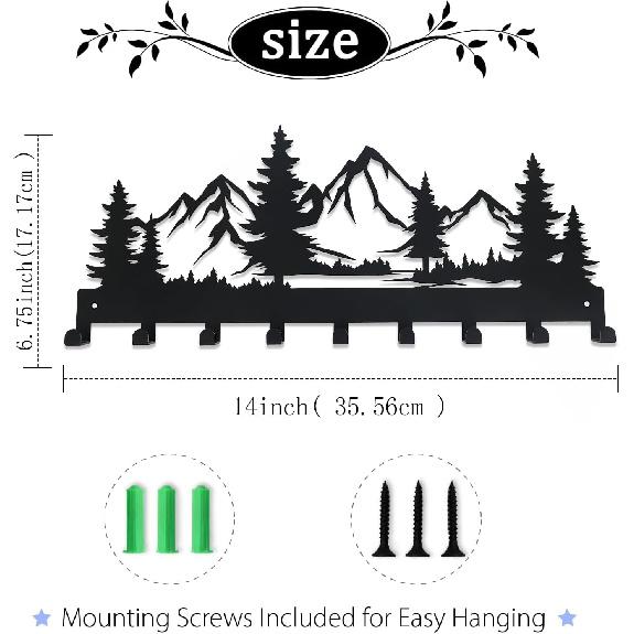 Metal Key Holder, Wall Mounted Key Hooks, Key Holder for Wall, Key Organizer Rack with 9 Hooks, Key Hanger Decor for Kitchen, Entryway, Hallway,