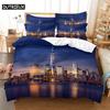 City Night View 3D Digital Bedding Sets Home Bedclothes Super King Cover Pillowcase Comforter Textiles Bedding Set