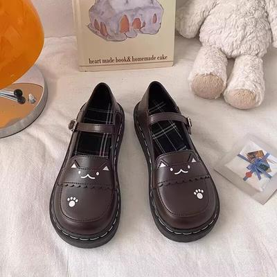 Frühling und Herbst College-Stil Cartoon-Stil Lederschuhe Herbst Schwarz Retro Mode