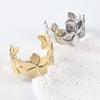 Trendy Double Flower Open Bangle Stainless Steel Women's Bracelet