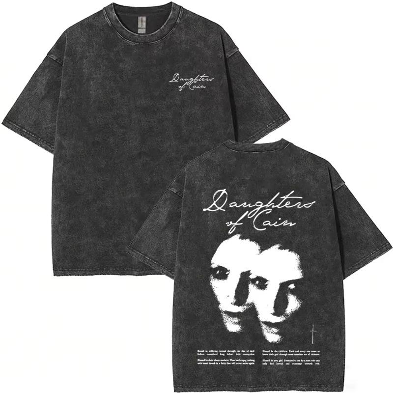 Vintage Daughters of Cain Ausgewaschenes Rundhals-T-Shirt beidseitig bedruckt