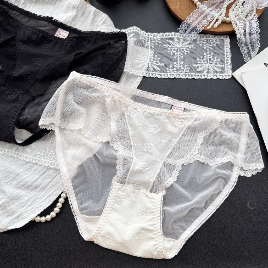 Women's Summer Sexy Jacquard Mesh Flounder High-open Briefs
