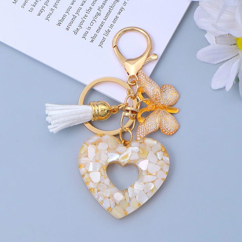 1PC Keyring Creative Butterfly Tassel for Wallet Handbag Love Heart Car Key Accessories Resin Keychain Crystal