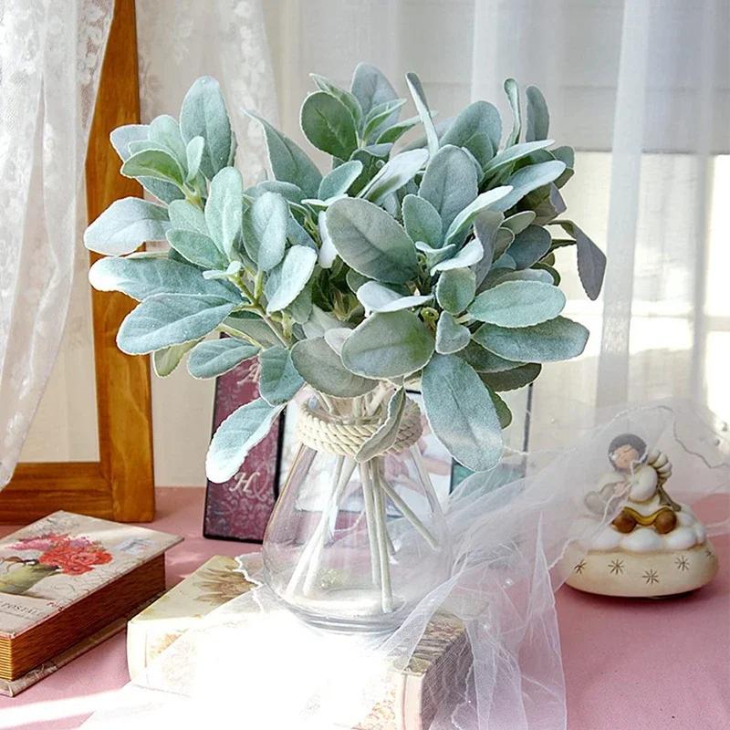 Artificial Plants Flocking Rabbit Ear Grass Wedding Christmas Decorations Vase for Home Scrapbooking DIY Gifts Box Autumn Garden