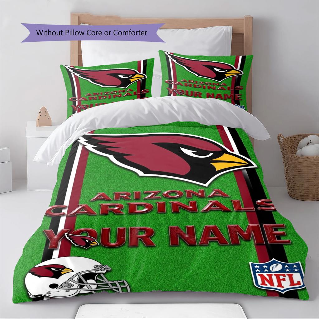 Name Custom Arizona Cardinals Pattern Bedding Set Quilt Cover Pillowcase Home Decor Gift (1 * duvet cover + 2 * pillowcase, without core)