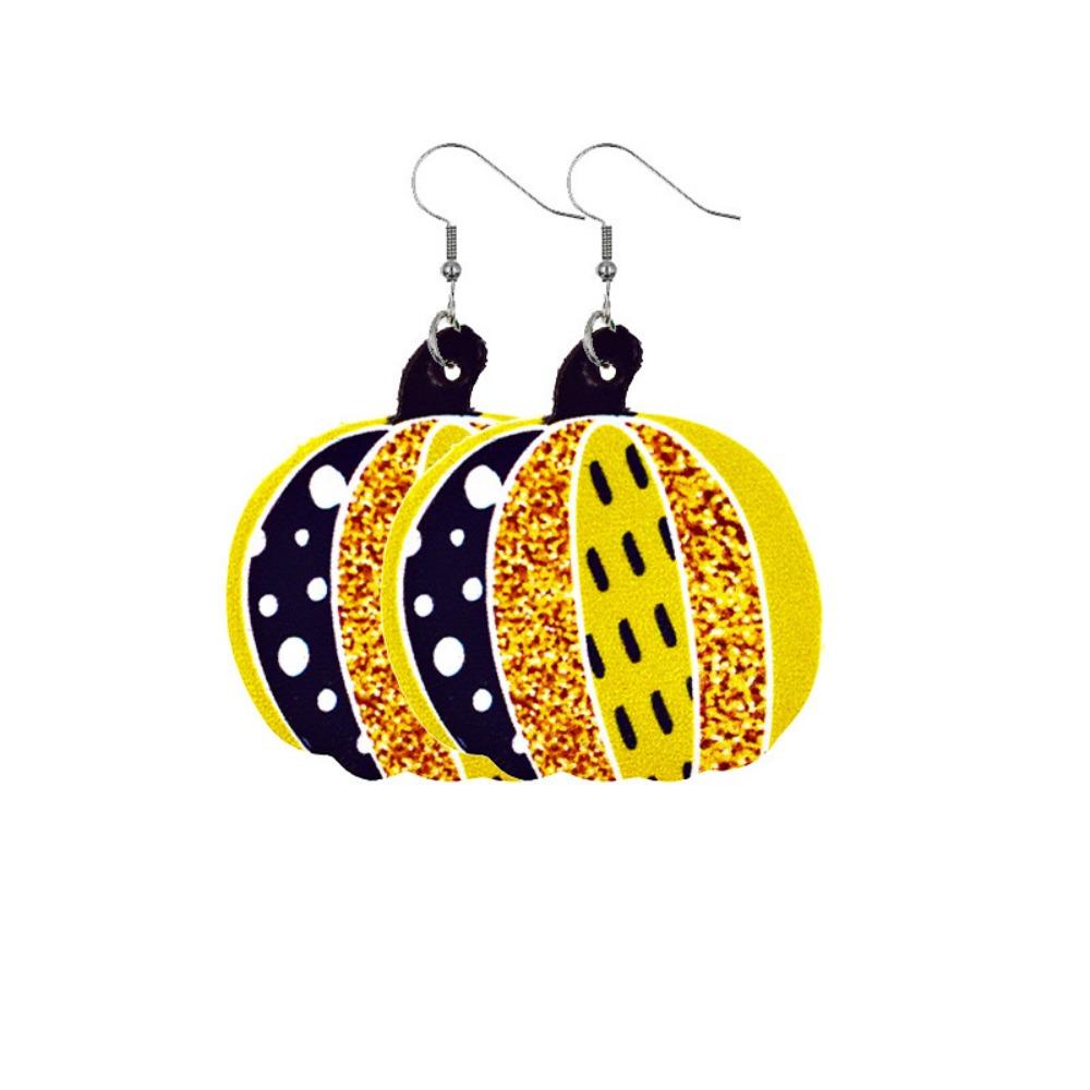 Fall Thanksgiving Earrings Leather Pumpkin Leaf Shape Leather Earrings