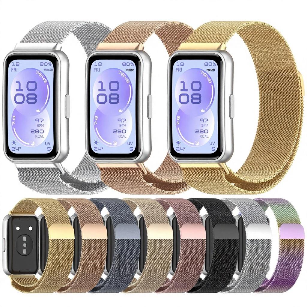 For Compatible Band 11 Pro Breathable Metal Milanese Strap with Magnetic Clasp