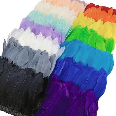 2Meters Goose Feather Trims Wedding Party Decoration Fringes for Clothes Macrame Feathers DIY Colored Plumes Ribbons for Crafts