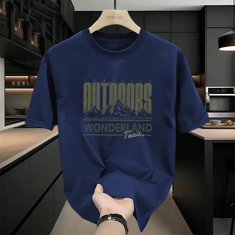 100% Pure Cotton 2025 Summer New Japanese Short Sleeved T-shirt for Men, Retro and Trendy Printed Round Neck Half Sleeved Student