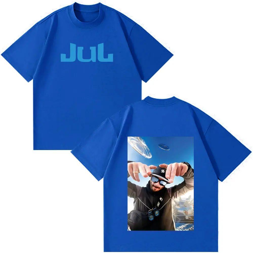 Hip Hop Fashion Tshirt Rapper JUL Fashion Print Tshirt Y2k Vintage Shortsleeved Casual Loose Oversized Streetwear Unisex