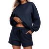 Women's Fashion Sportswear Casual Long-Sleeved Pullover Sweatshirt Drawstring Shorts Set
