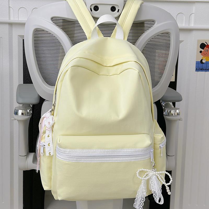 New Schoolbag Fresh and Sweet Japanese Style INS Niche Solid Color Large Capacity Backpack for Middle and High School Students with Bow Knots