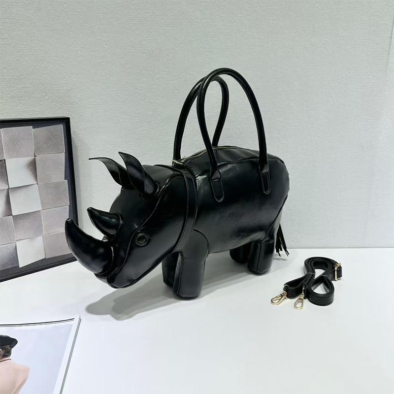 

Creative Fashion Handbag New Rhino Shape Shoulder Bag High Quality Pu Versatile Zipper Luxury Retro Casual Messenger Bag Wallet