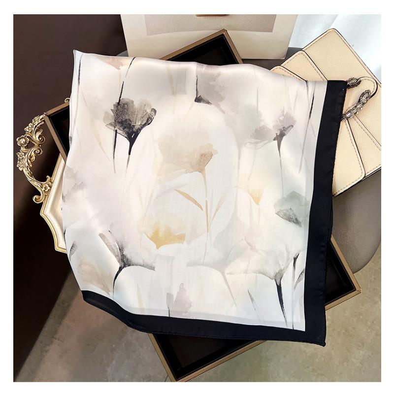 Women S Floral Print Square Scarf Spring Summer Decorative Neck Scarf Elegant Luxury Lightweight