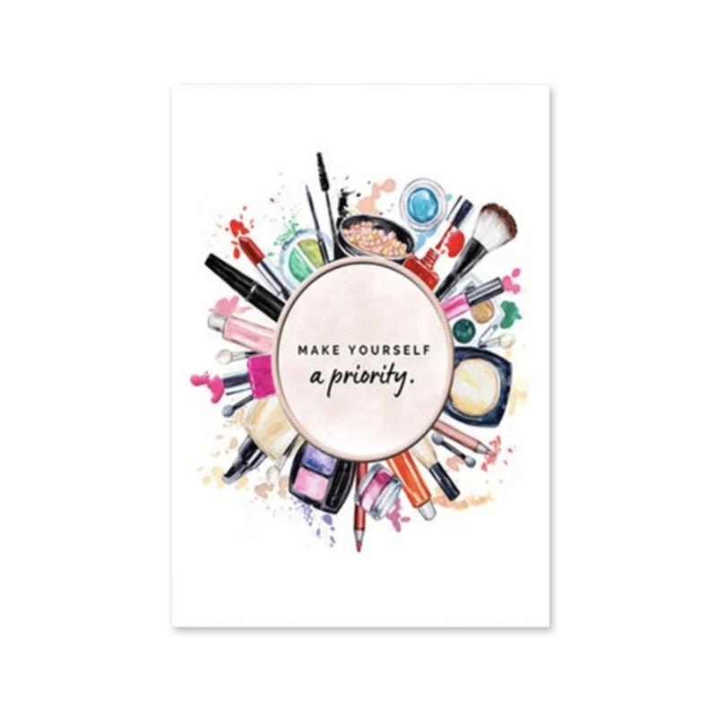 Fashion Lipstick Cosmetics Brush Posters and Prints Wall Art Pictures Cosmetic Canvas Paintings for Beauty Girl Room Home Decor