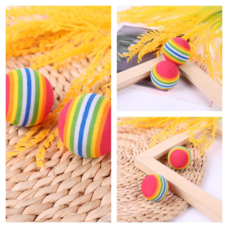 New Pet Toy Large Rainbow Ball Biting Rubber Ball Cats Interactive Supplies
