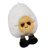 Happy Boiled Egg Stuffed Toy Fun Egg Stuffed Animal for Foodies Sports Fans Playful Expression Doll with Lanyard