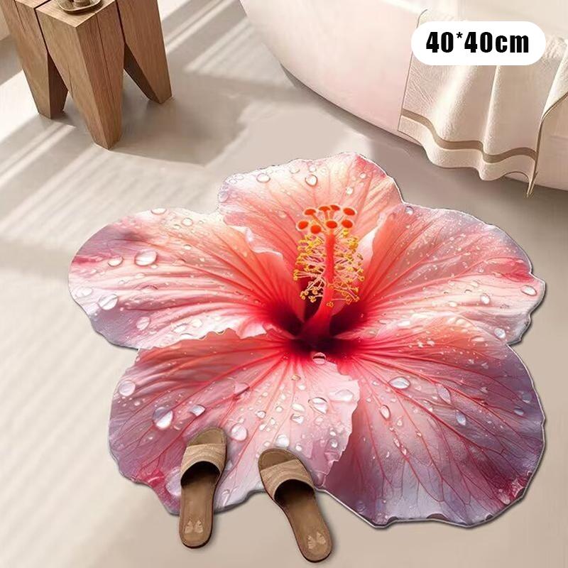 New Flower Carpet Special-Shaped Soft Peony Floor Mat Durable 40X40Cm Non-Slip Absorbent Bathroom Floor Mat