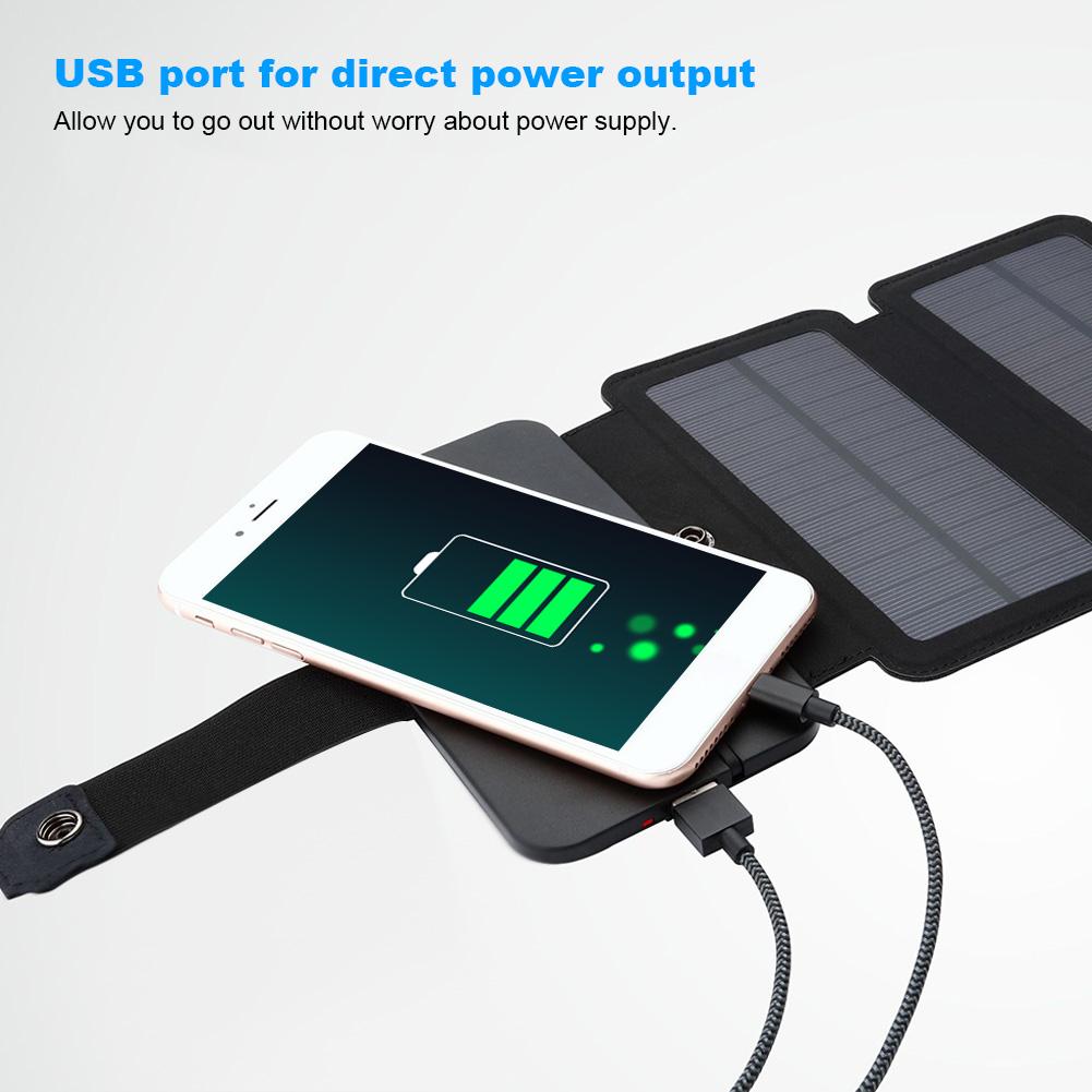 Outdoor Faltbares USB-Solarpanel Mobile Bank Smartphone Netzteil Ladegerät SchwarzSchwarz