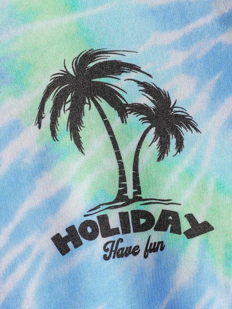 Boys Summer New Outdoor Casual Fashion Round Neck Tie Dye Short Sleeve Sports T-Shirt with Comfortable Shorts Daily Wear