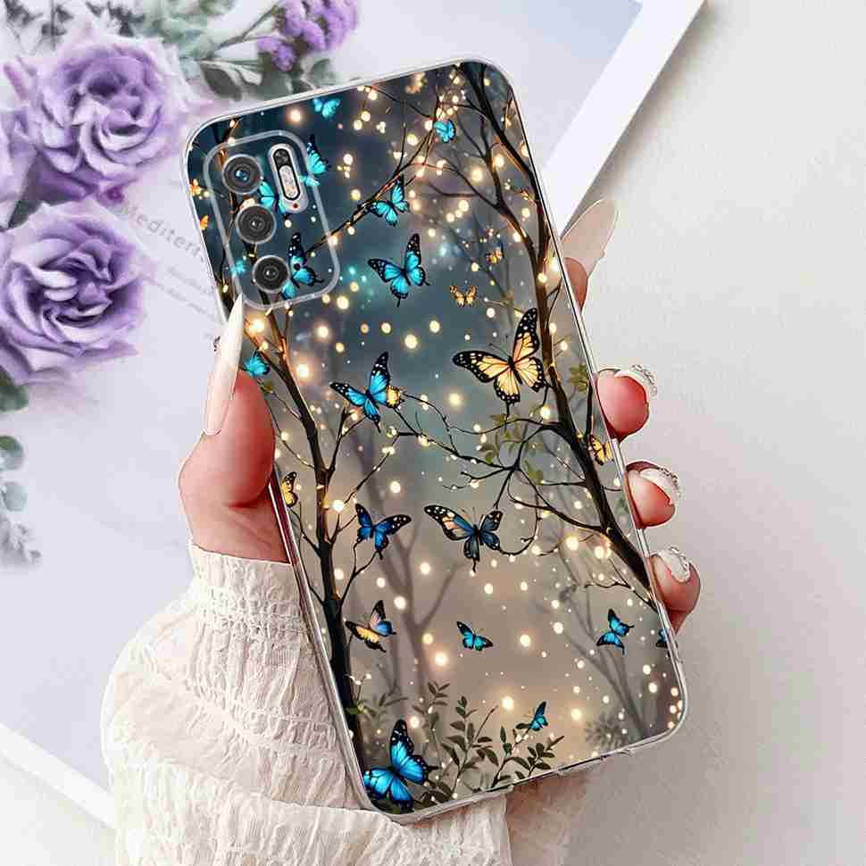 For Redmi Note 10 5G Case Fashion Rose Bow Soft Silicone TPU Back Cover For Xiaomi POCO M3 Pro 5G 6.5" Shockproof Phone Cases