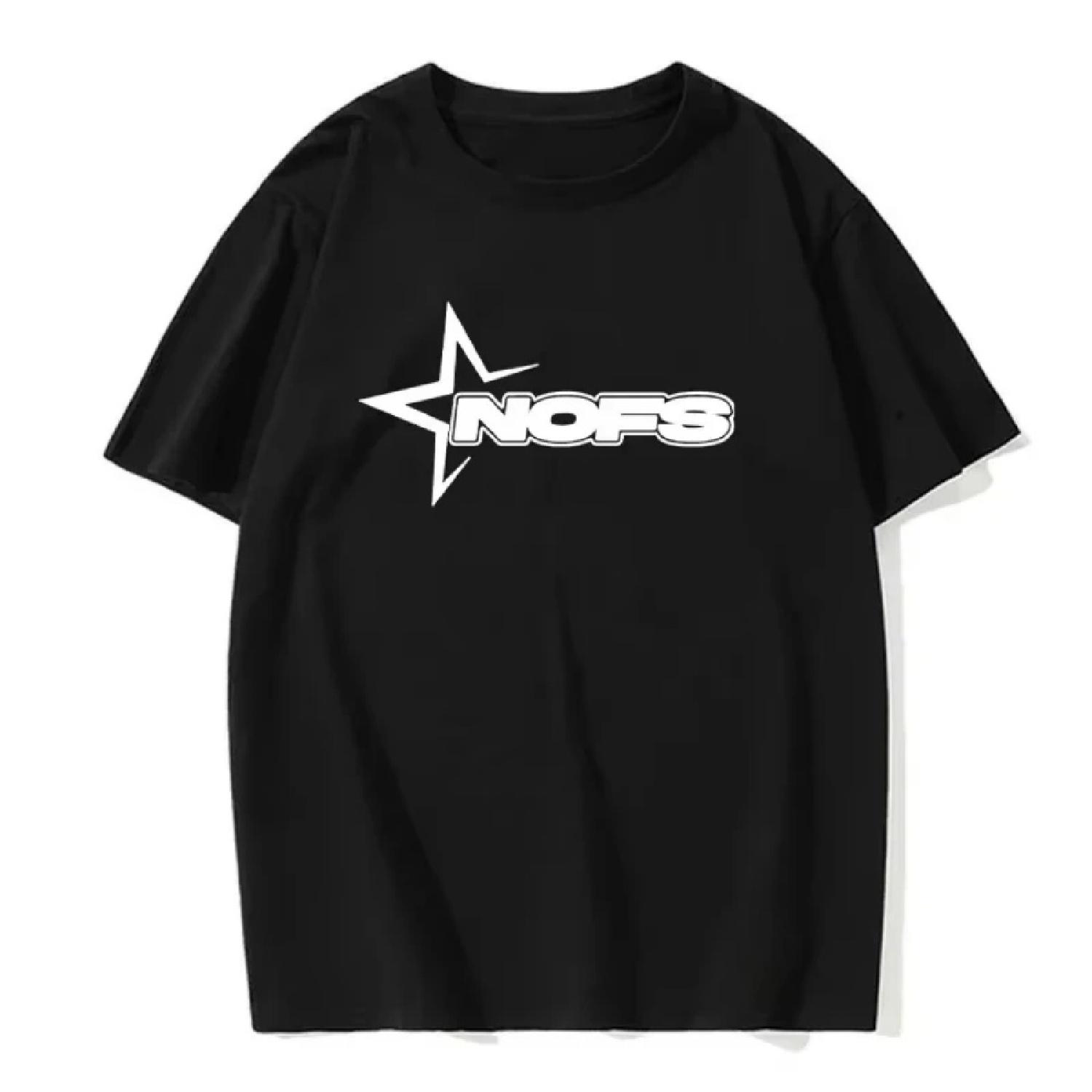 

Fashion NOFS Printed Street Casual Summer Tops Men and Women New Solid Color Loose Round Neck T-shirt Cotton Comfortable Tops XXXXXL чорний