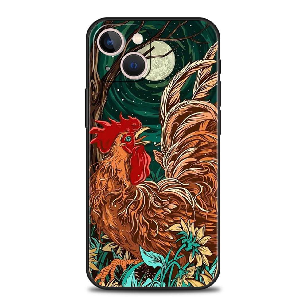 Phone Case Cover for iPhone 17 16 15 14 13 12 Pro Max 11 Pro Max 17 AIR Plus Shockproof Soft TPU Shell Cock Rooster Chicken Bags