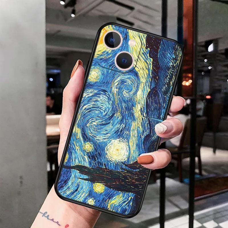 iPhone15 Mobile Phone Case Van Gogh Starry Night Mobile Phone Case Is Painted and Anti-drop for Anti-drop Mobile Phone Case.