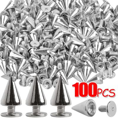 10/100ks Punkové kužeľové hroty Kovové hroty so skrutkou DIY Kožené remeslo Odevné nitovanie Dekorácia na oblečenie Topánky Doplnky