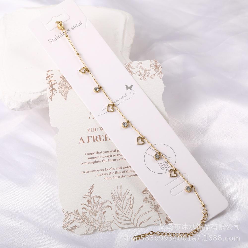 

Stainless Steel Heart Zircon Bracelet - Fashionable, Versatile, and Trendy Jewelry S003-White Zircon-18+5cm