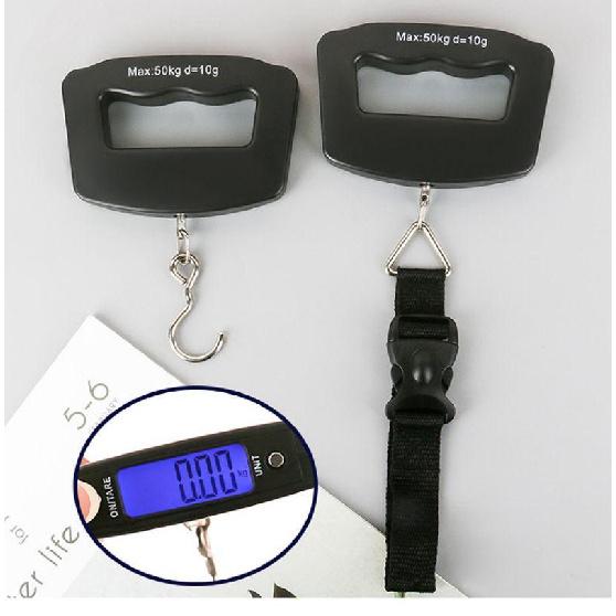 50kg/10g 110lb Portable Scale LCD Digital Luggage Suitcase Scale Handled Travel Baggage Bag Fish Weighting Hook Hanging Scales