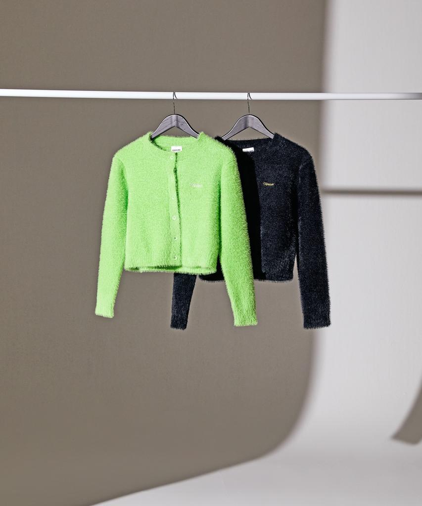 Verse One Round Neck Cardigan Neon Green(For Women)