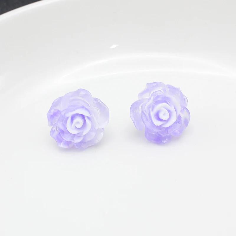 Resin Transparent 3D Flower Big Stud Earring for Women Personality Creative Lovely Simple Wedding Jewelry Girl Gift Brincos