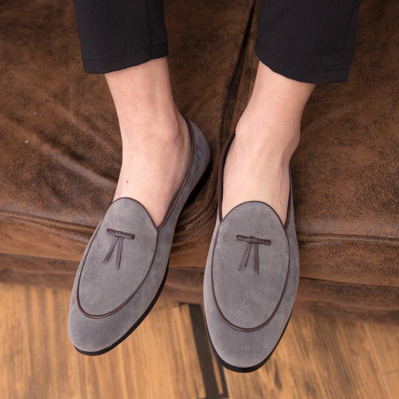 Loafers men Korean version of the trend British fringe men's shoes suede sanded bean shoes a slip-on small leather shoes