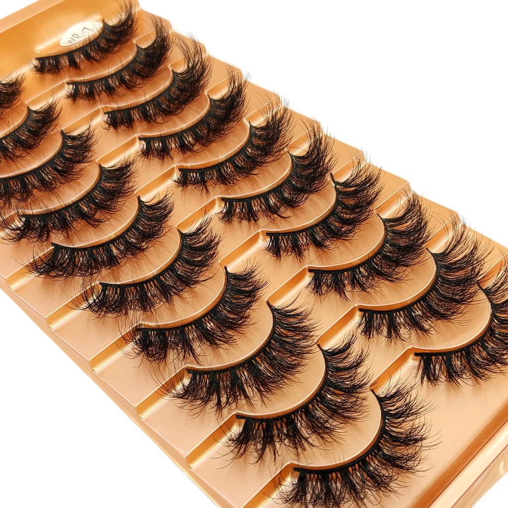 New 10 pairs of natural fluffy 3D artificial mink false eyelash makeup set with extended eyelashes and short eyelashes
