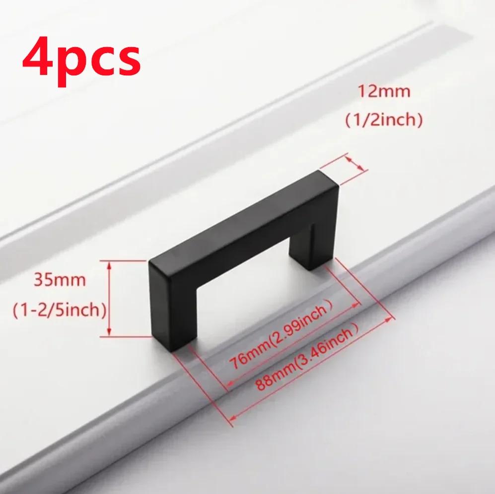 4Pcs Square Cabinet Pulls Stainless Steel Kitchen Drawer Pulls Cabinet Handles Overall Pull Cupboard Handle Wardrobe Door Knobs