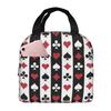 Poker Red Black Print Lunch Bag Waterproof Insulated Canvas Cooler Bag Thermal Cold Food Picnic Travel Tote for Women Children