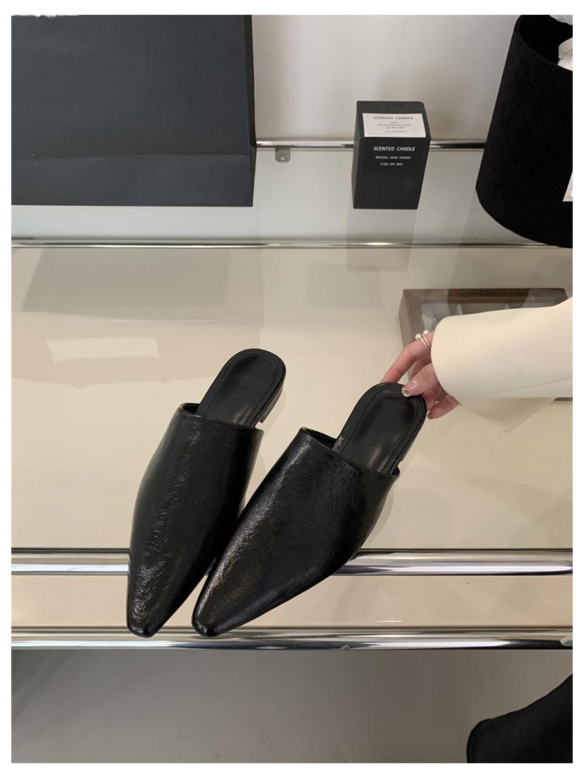 

Дизайнерские женские мюли-шлепанцы с острым носком, весна 2025, женская обувь слипоны, женские повседневные лоферы на плоской подошве, сандалии-слайды на каблуке Mujer 35 чёрный