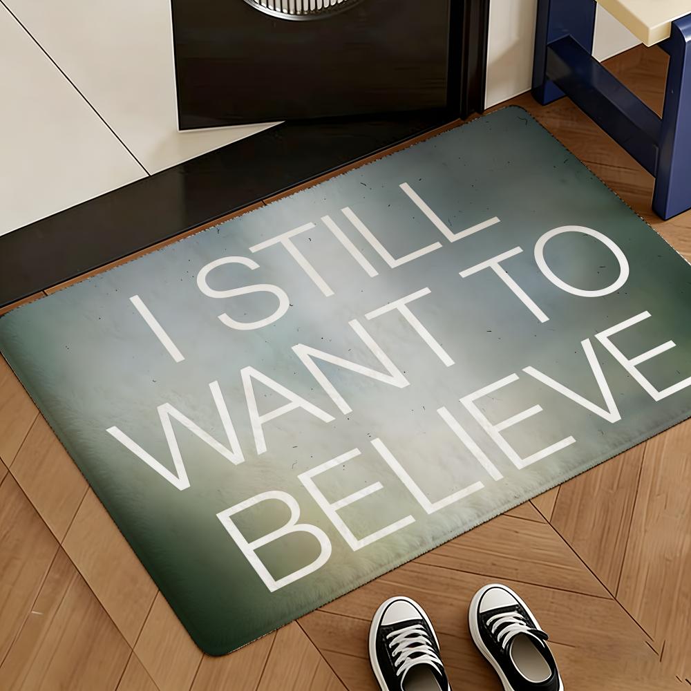 The X-Files I Want To Believe Floor Mat Soft Flannel Rug Non-Slip Absorbent Mat For Bathroom Bedroom Home Decor