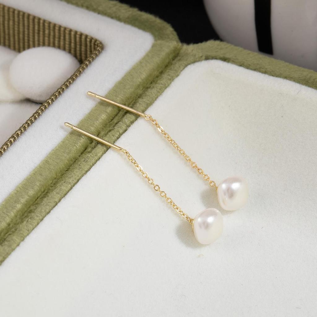 Silver Needle Natural Pearl Tassel Luxury Earrings for Women