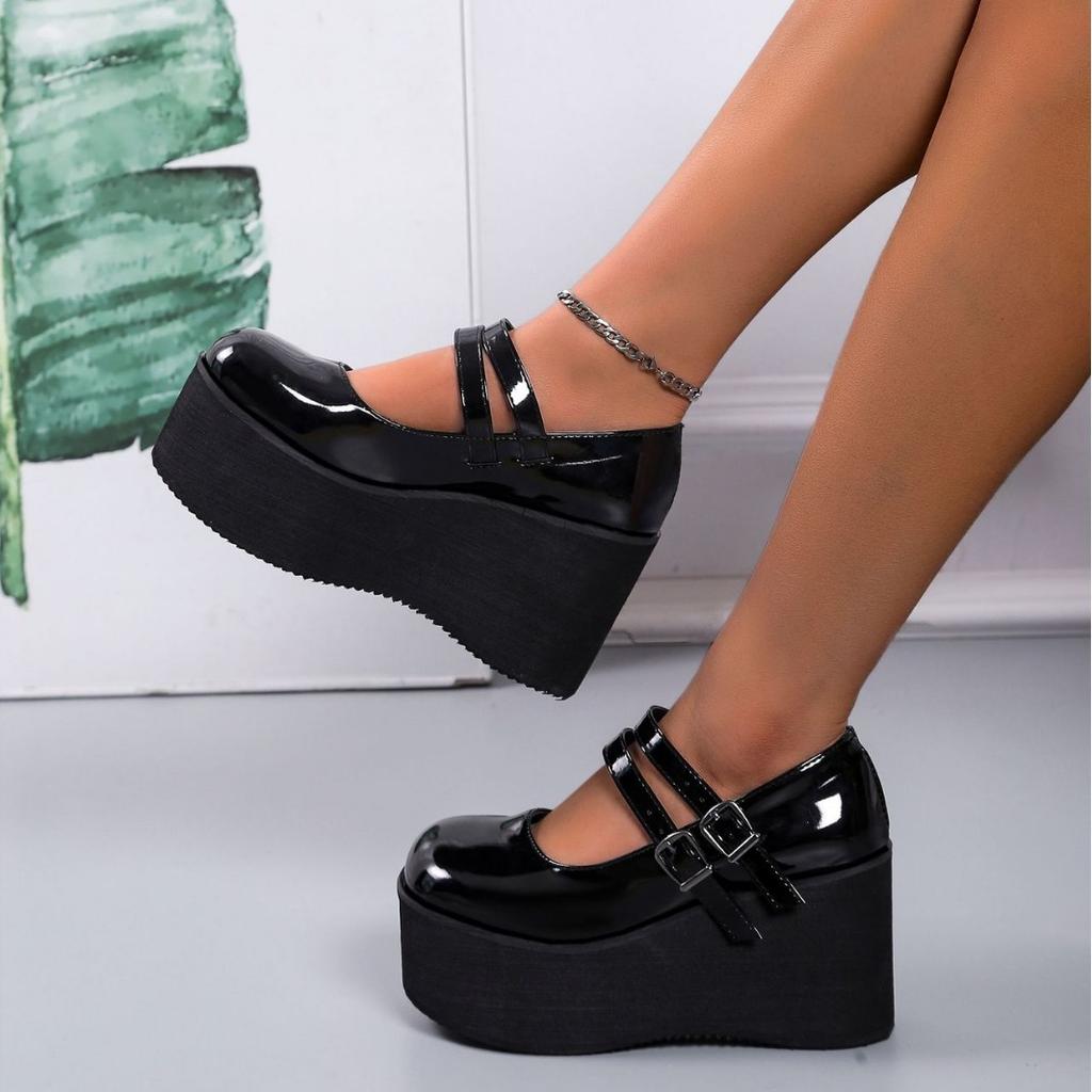 Lolita Słodkie Czółenka Mary Janes Platformy Koturny Wysokie Obcasy Damskie Czółenka Słodkie Gotyckie Punkowe Buty Damskie