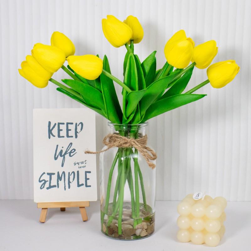 Artificial Tulip Flowers PU Fake Floral Bouquet Wedding Home Decor Photography Prop