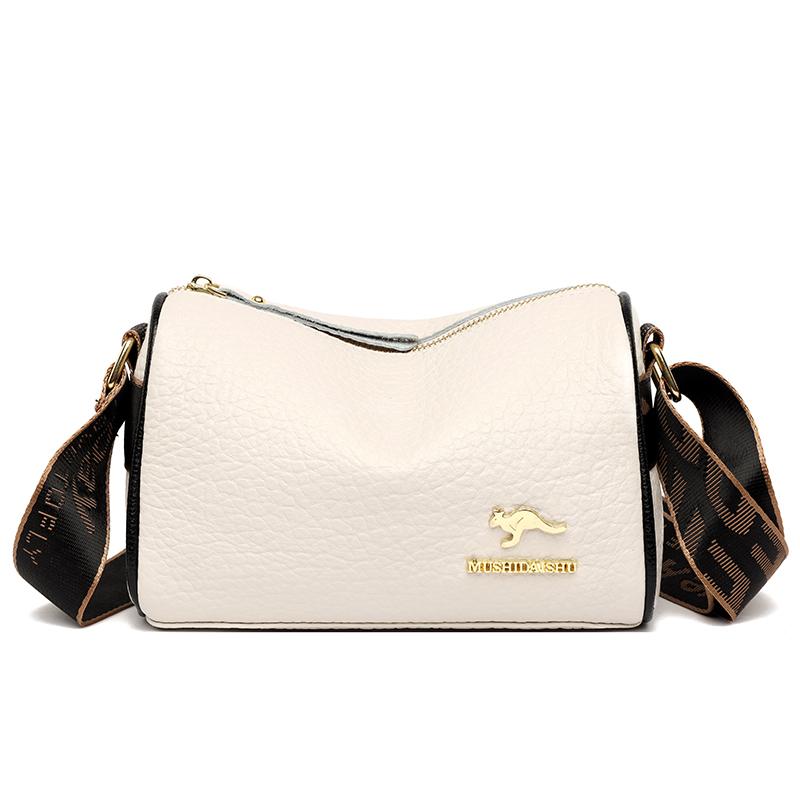 Luxury Cylinder Shoulder Bag Fashion Crocodile Pattern Genuine Leather Women Handbags Large Capacity Crossbody Bags